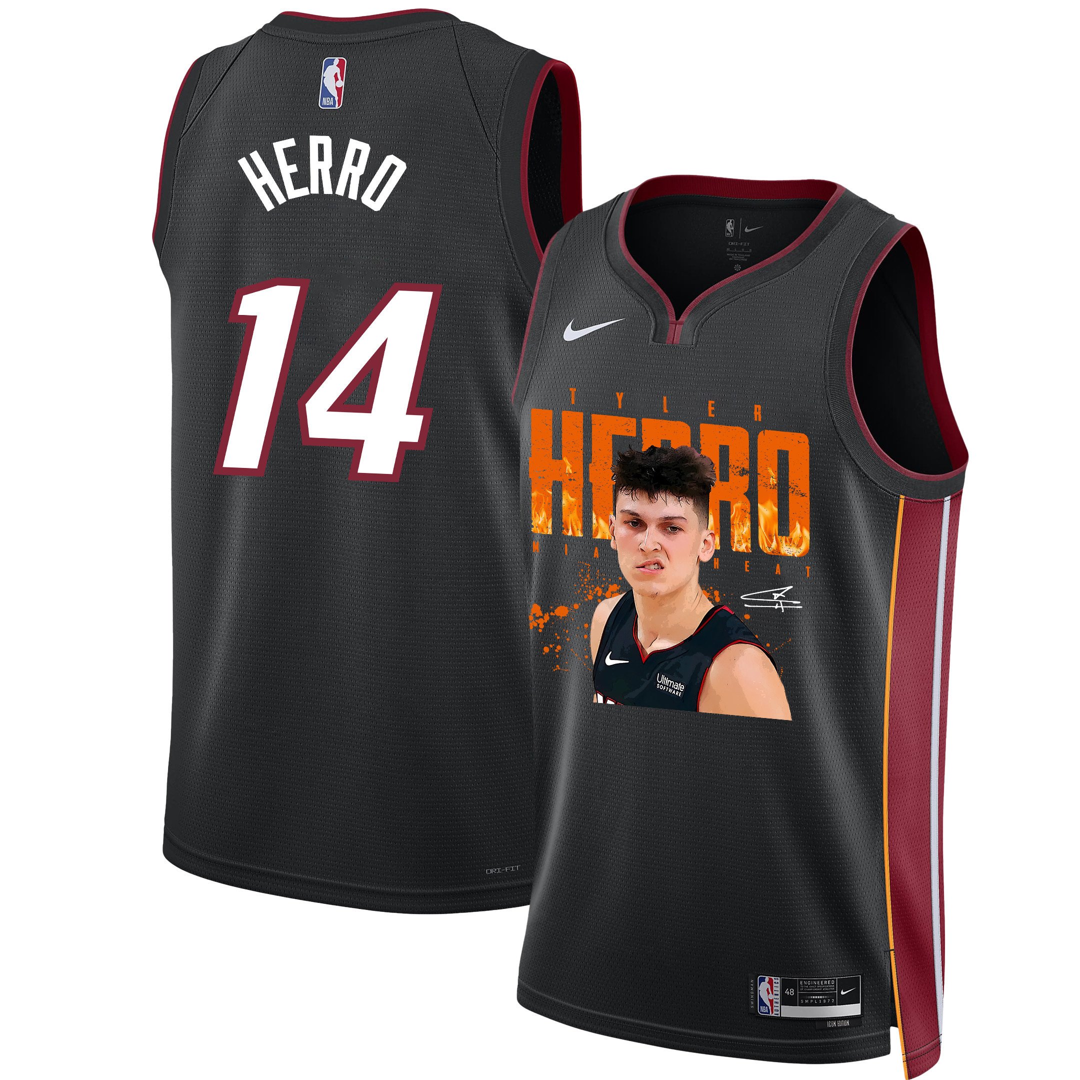 Tyler Herro 14 Miami Heat Emerging Shooting Star 2023 Champions Swingman Black NBA Jersey Men's