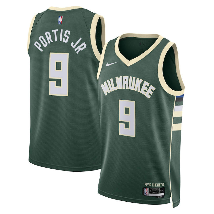 Bobby Portis Jr 9 Milwaukee Bucks Unisex Swingman Icon Edition Hunter Green NBA Jersey Unisex