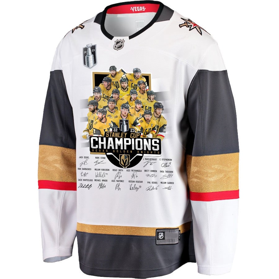 Vegas Golden Knights Celebrating Vegas' Championship 2023 Stanley Cup White NHL Jersey Men's