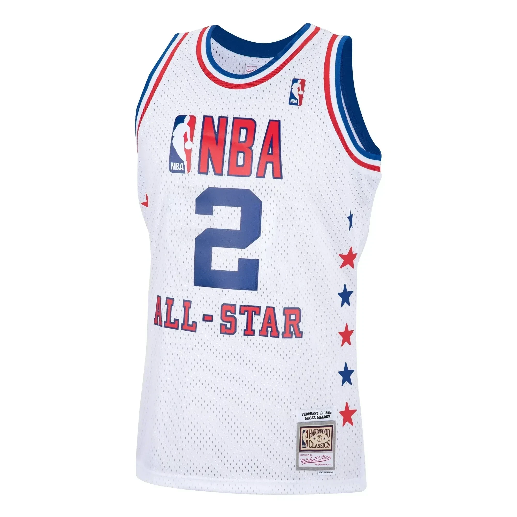 Moses Malone Eastern Conference Mitchell Ness 1985 All Star Game Swingman White NBA Jersey Men's