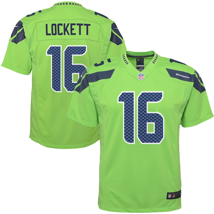 Tyler Lockett 16 Seattle Seahawks Game Neon Green NFL Jersey Youth