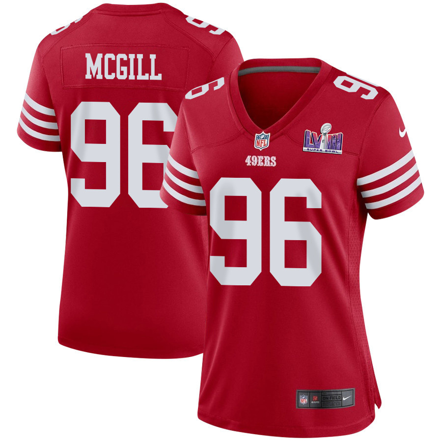 T.Y. McGill 96 San Francisco 49ers Super Bowl LVIII Patch Game Scarlet NFL Jersey Women's