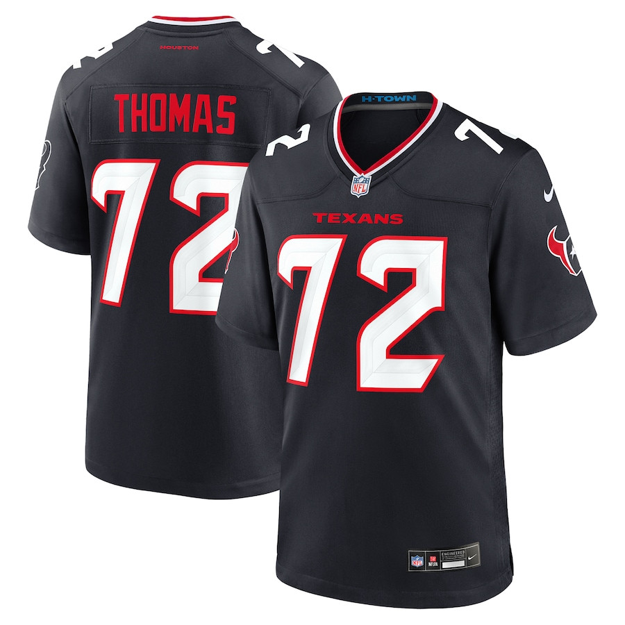 Jaylon Thomas 72 Houston Texans Team Game Navy NFL Jersey Men's