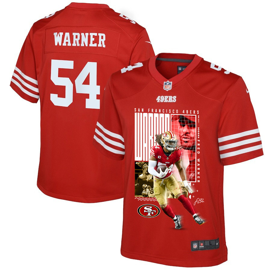 Fred Warner 54 San Francisco 49ers All-Pro Fred Game Scarlet NFL Jersey Youth