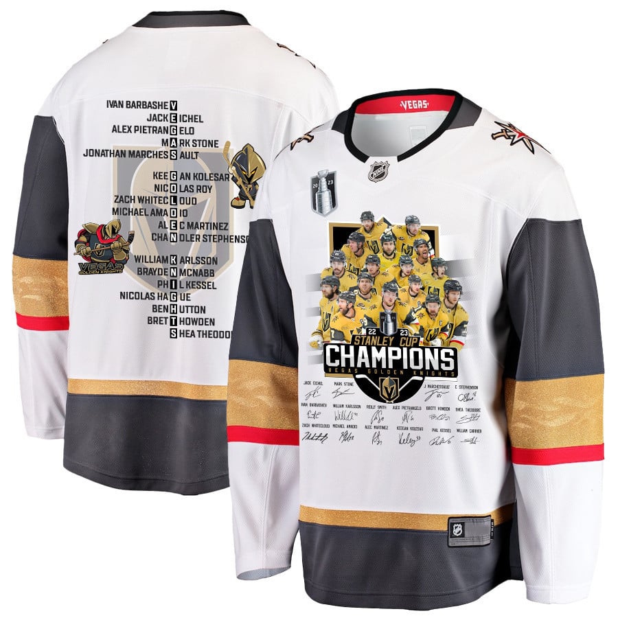 Vegas Golden Knights Celebrating Vegas' Championship 2023 Stanley Cup White NHL Jersey Men's