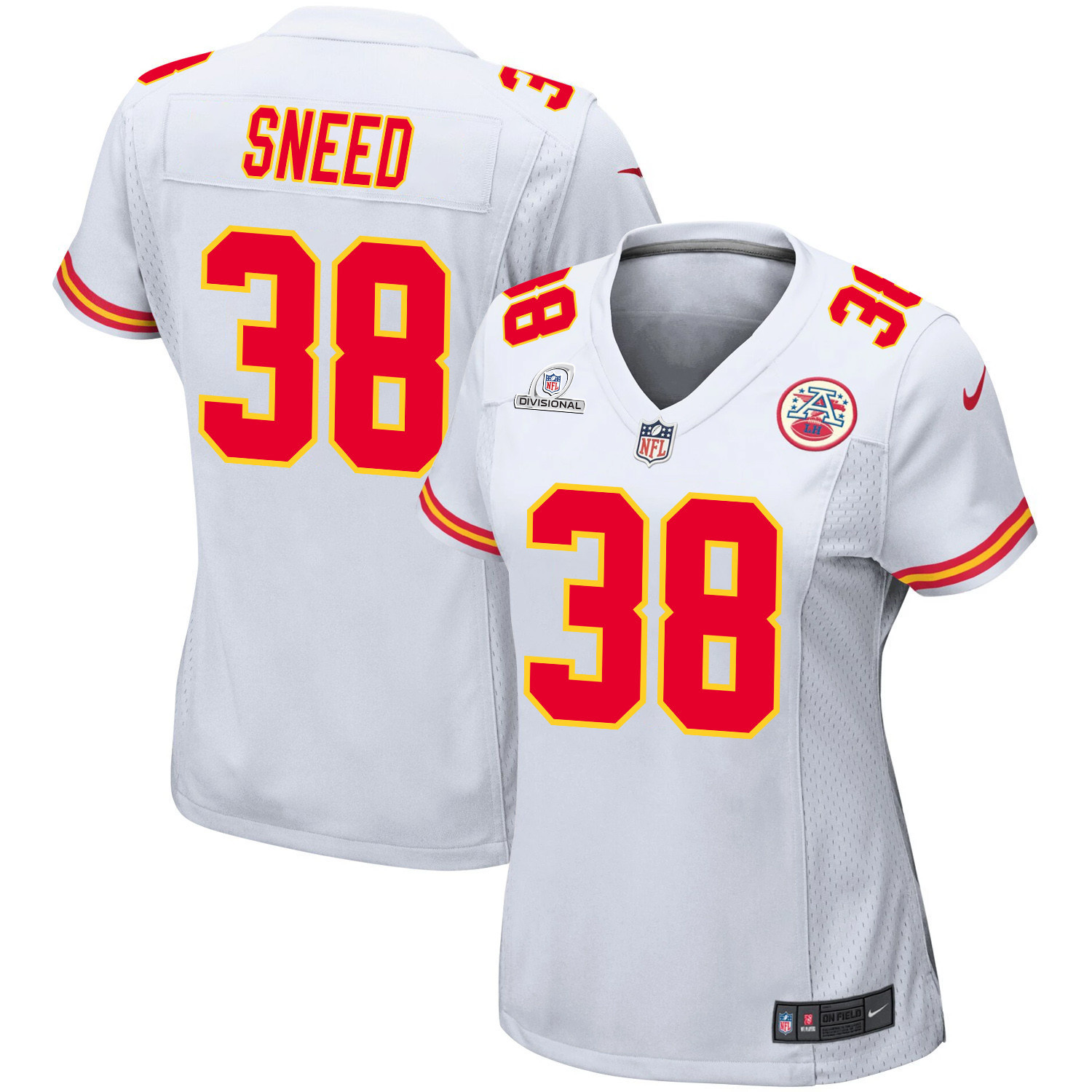 La'Mical Perine 29 Kansas City Chiefs Super Bowl LVIII Patch Game White NFL Jersey Women's