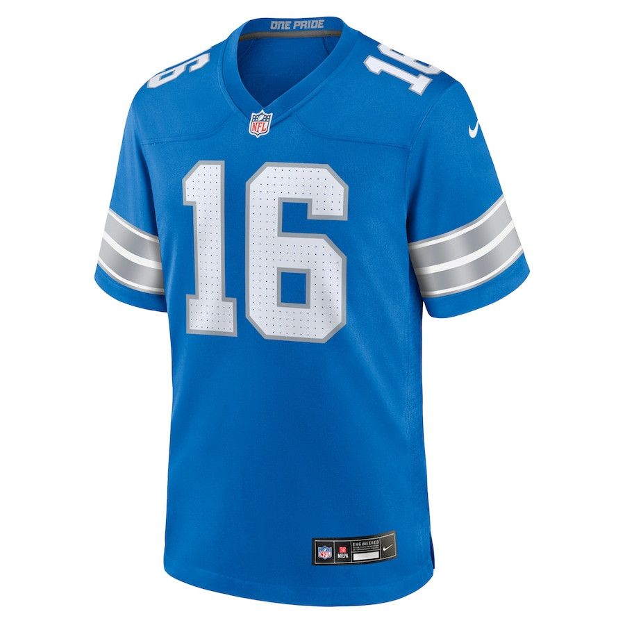 Jared Goff 16 Detroit Lions Game Blue, Men NFL Jersey Men's