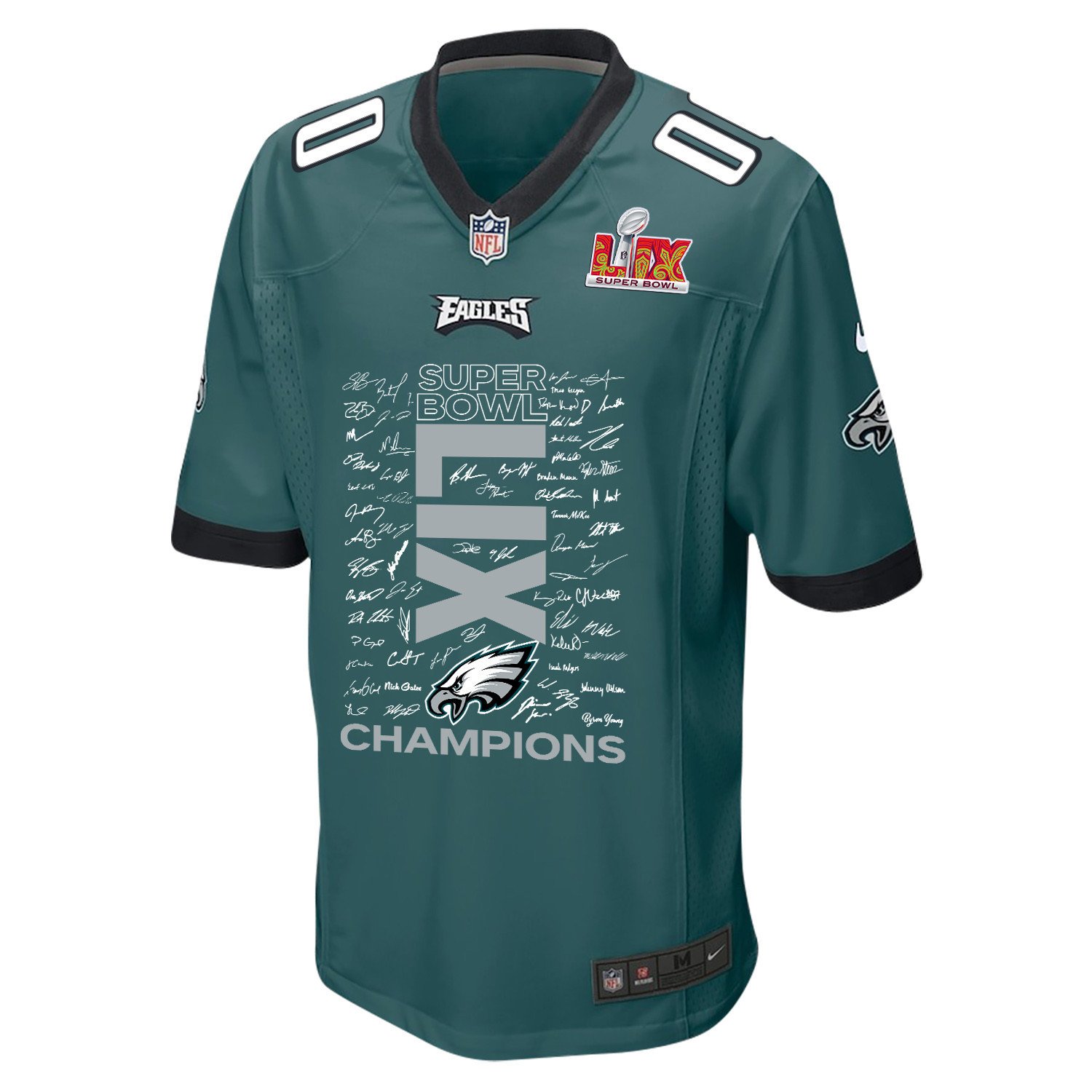 Philadelphia Eagles Super Bowl LIX Champions Roster Autograph Signing Game Midnight Green NFL Jersey Men's