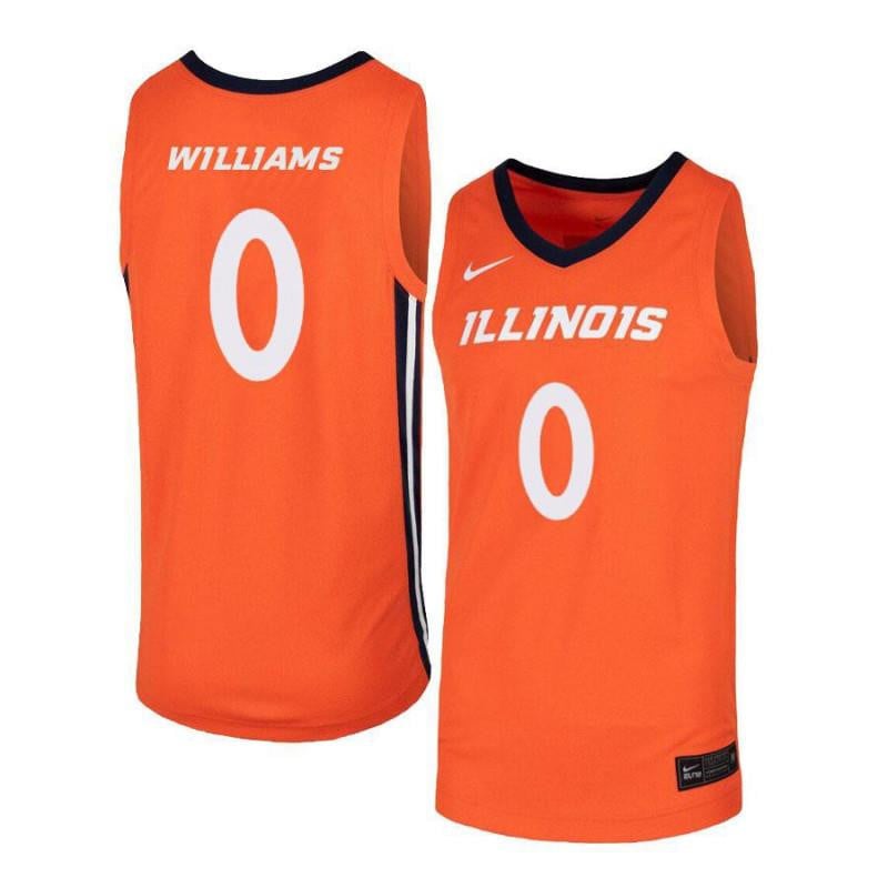 0 DJ Williams Orange Elite Illinois Fighting Illini NCAA Jersey Men's