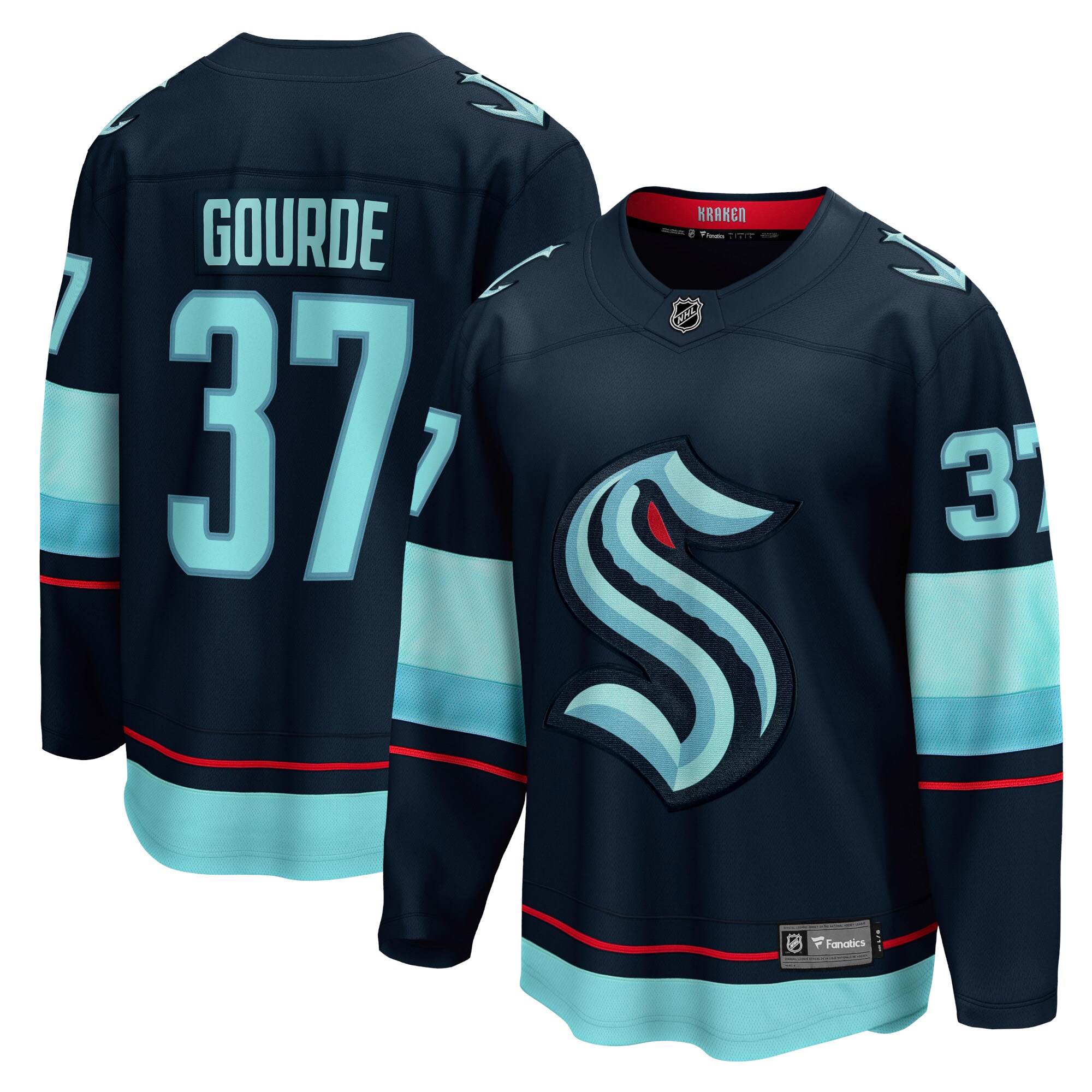 Seattle Kraken Yanni Gourde Deep Sea Blue Home Breakaway Player NHL Jersey Men's