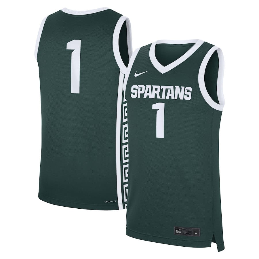 Michigan State Spartans Road Green #1 NCAA Jersey Men's