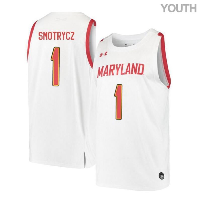 Under Armour 1 Evan Smotryc White Retro Maryland Terrapins NCAA Jersey Youth