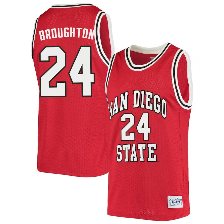 Tyler Broughton 24 San Diego State Aztecs 2023- Red NCAA Jersey Men's