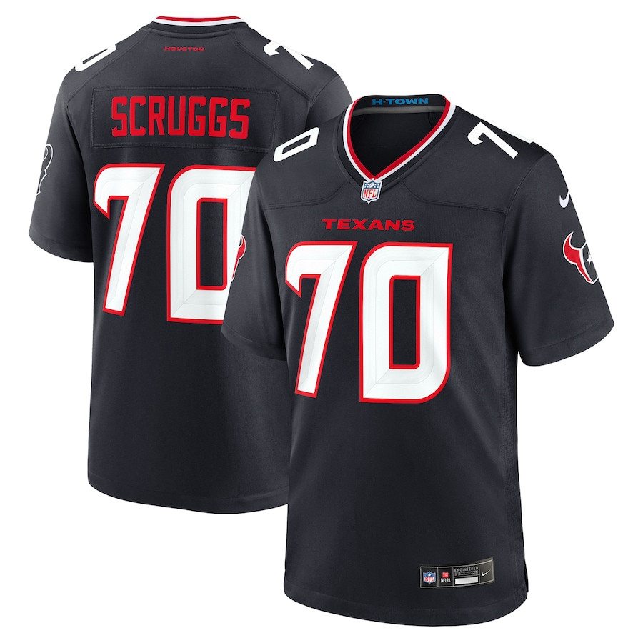 Juice Scruggs 70 Houston Texans Team Game Navy NFL Jersey Men's
