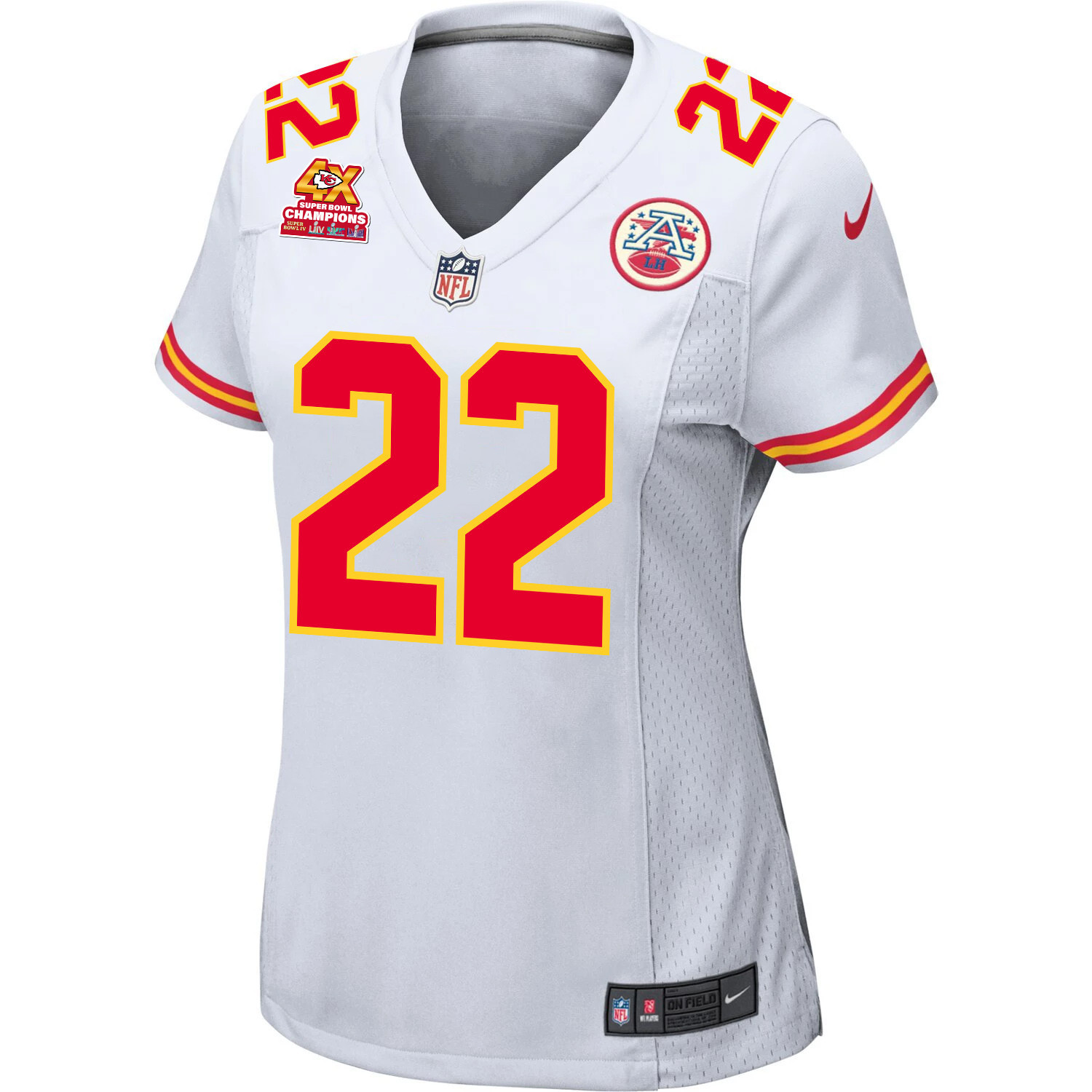 Trent McDuffie 22 Kansas City Chiefs Super Bowl LVIII Champions 4X Game White NFL Jersey Women's