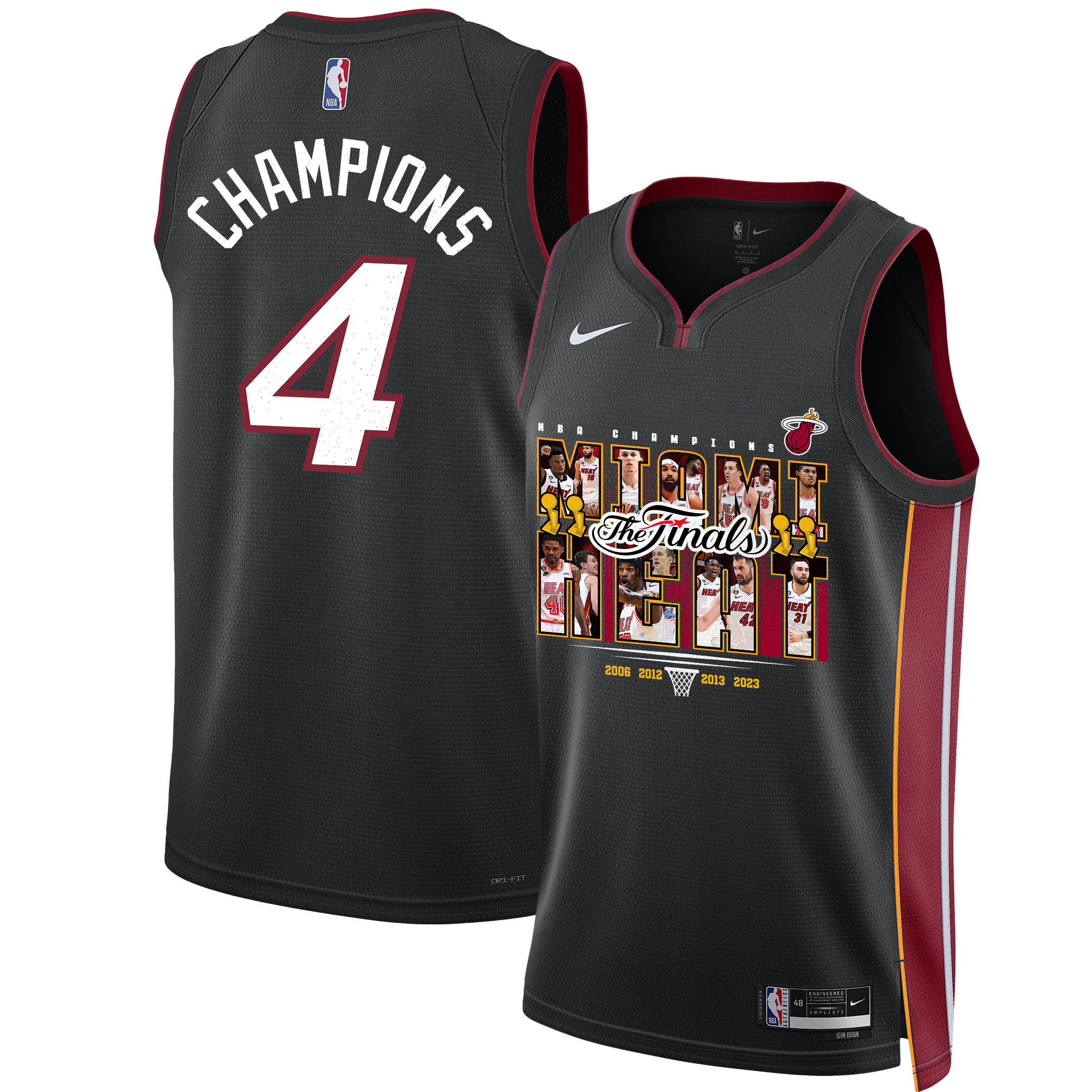 Miami Heat The 2023 Champions' Badge For Miami Swingman Black NBA Jersey Men's