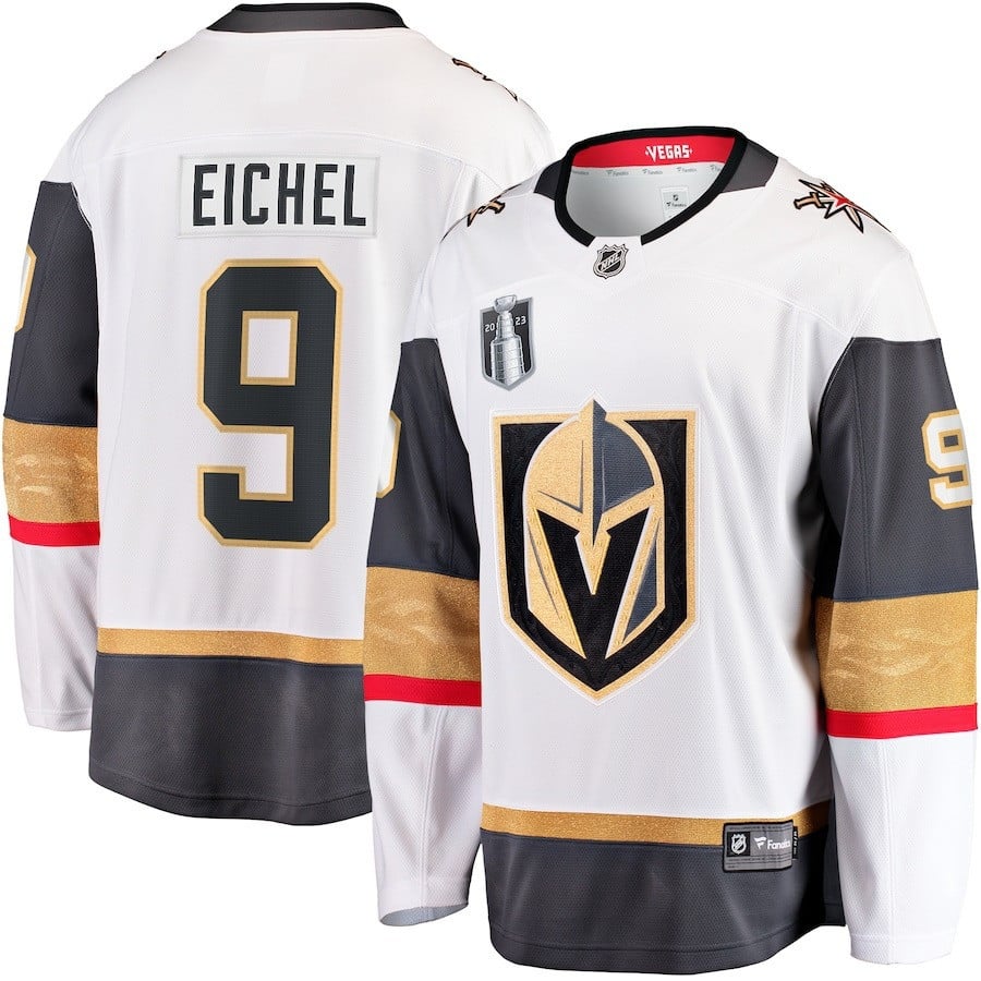 Jack Eichel 9 Vegas Golden Knights 2023 Stanley Cup Final Away Breakaway Player White NHL Jersey Men's