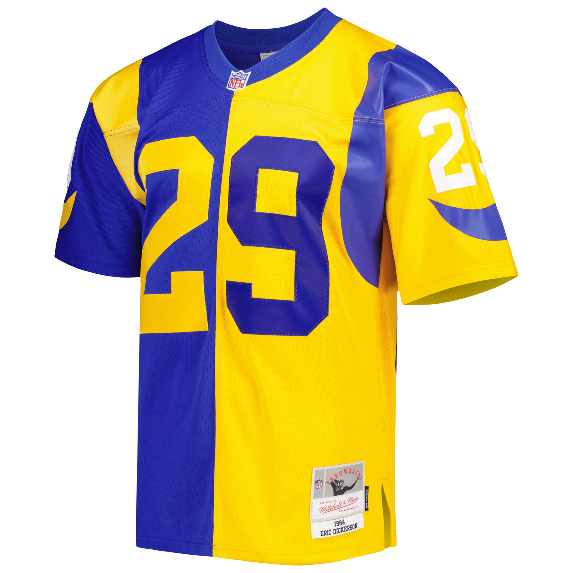 Los Angeles Rams Eric Dickerson Mitchell Ness Royal/Gold 1984 Split Legacy NFL Jersey Men's