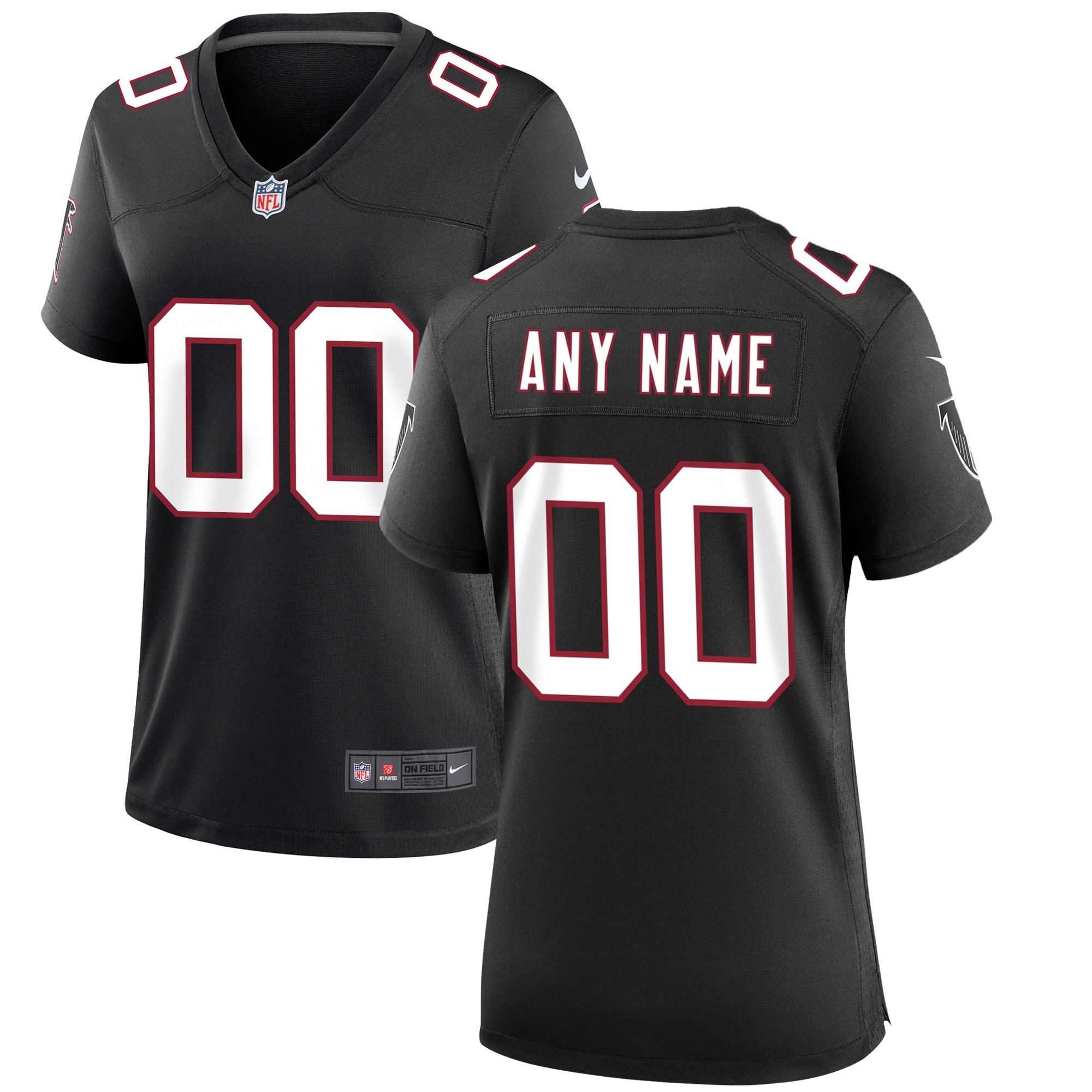 Atlanta Falcons Black Throwback Custom Game NFL Jersey Women's