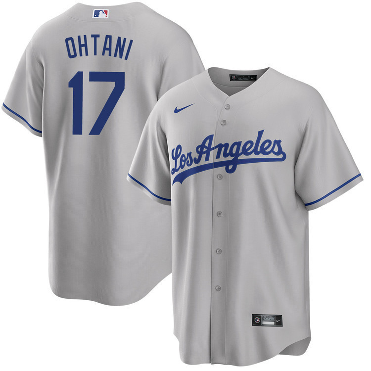 Shohei Ohtani 17 Los Angeles Dodgers Road Gray MLB Jersey Men's