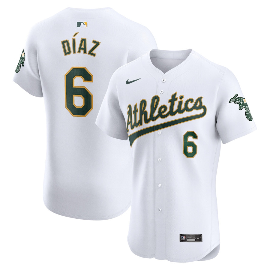 Aledmys Diaz 6 Oakland Athletics Home Elite Player White MLB Jersey Men's