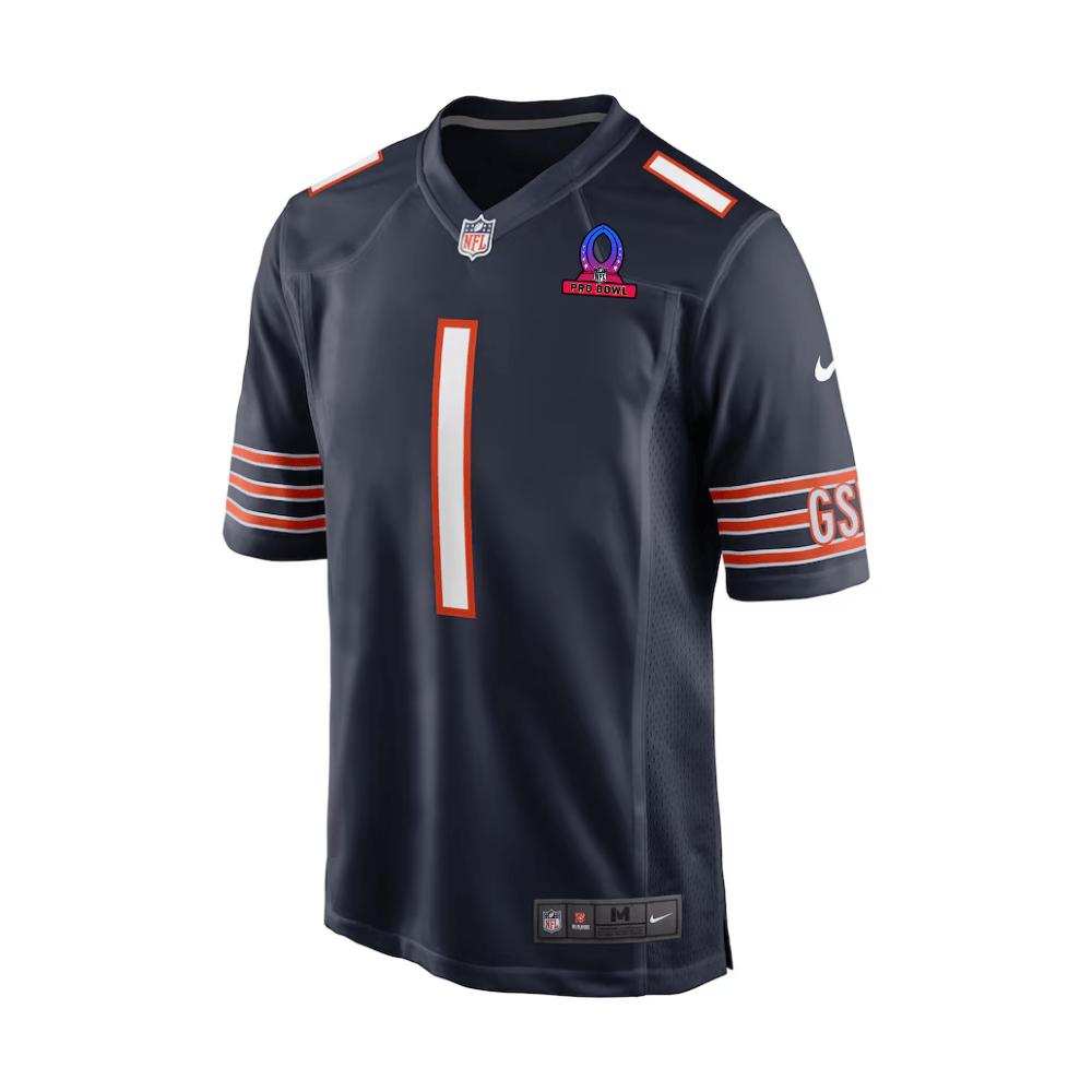 Jaylon Johnson 1 Chicago Bears 2025 Pro Bowl Patch Game Navy NFL Jersey Men's