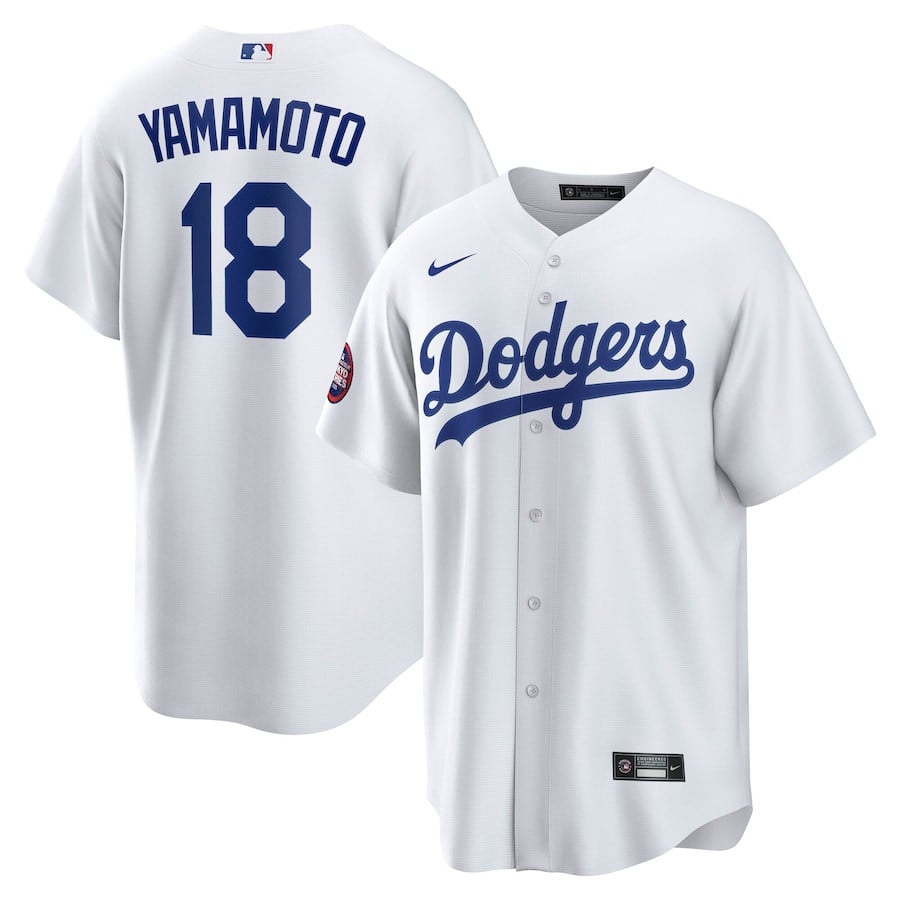 Yoshinobu Yamamoto 18 Los Angeles Dodgers 2025 World Tour: Tokyo Series Home Player White MLB Jersey Men's