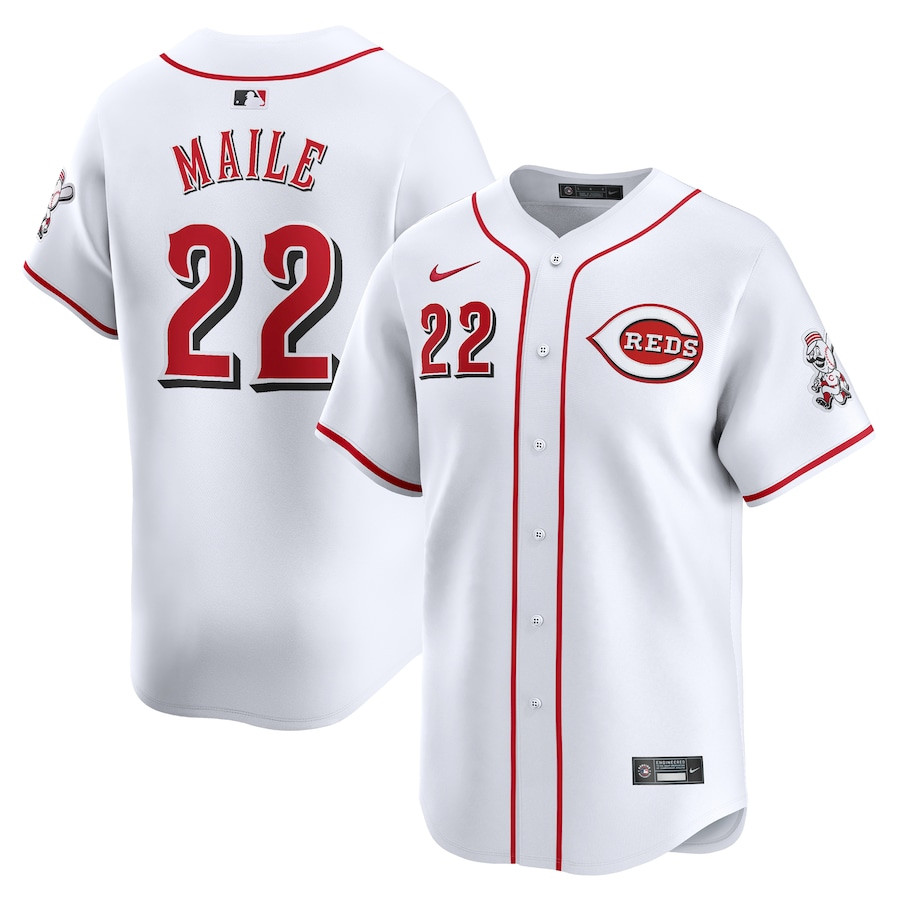 Luke Maile 22 Cincinnati Reds Home Limited Player White MLB Jersey Men's
