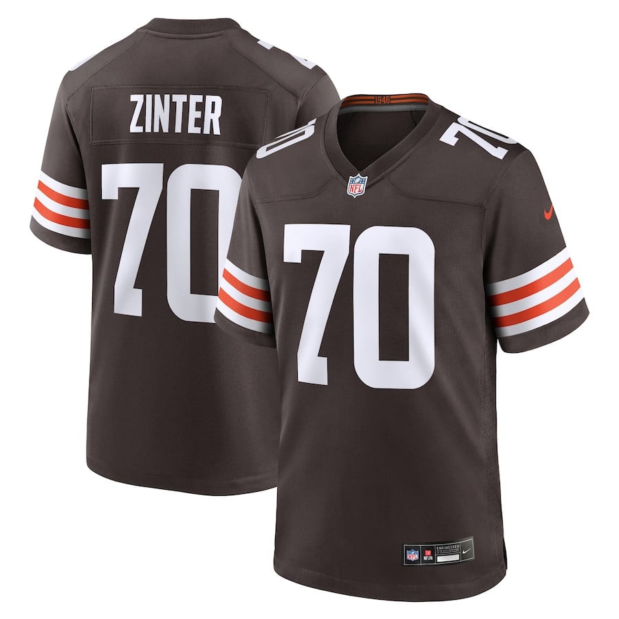 Zak Zinter 70 Cleveland Browns Team Game Brown NFL Jersey Men's