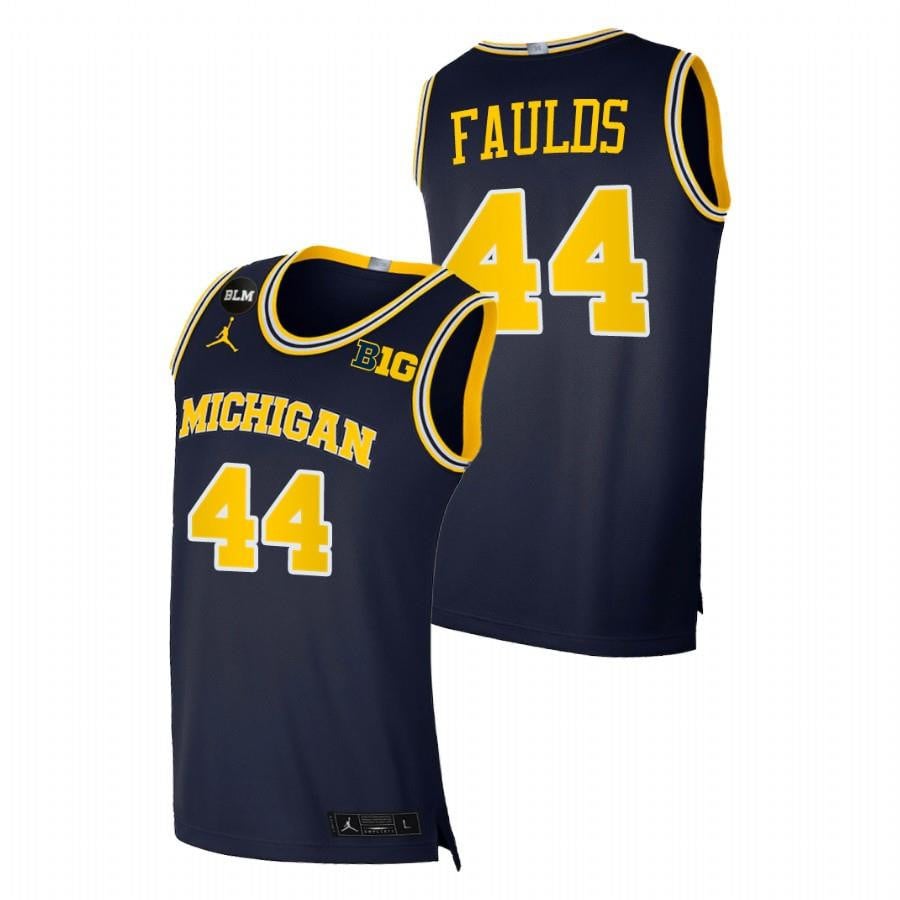 Michigan Wolverines Jaron Faulds 44 Navy College BLM NCAA Jersey Men's