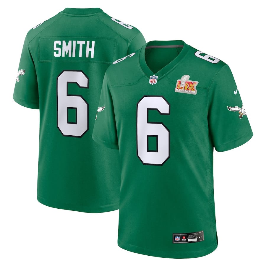 DeVonta Smith 6 Philadelphia Eagles Super Bowl LIX 2nd Alternate Game Kelly Green NFL Jersey Men's