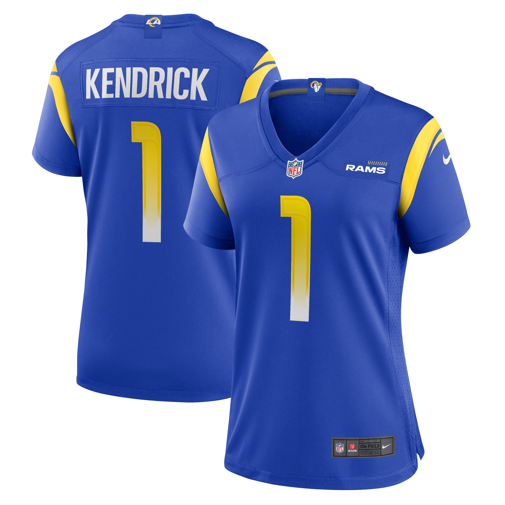Los Angeles Rams Derion Kendrick Royal Home Game NFL Jersey Women's