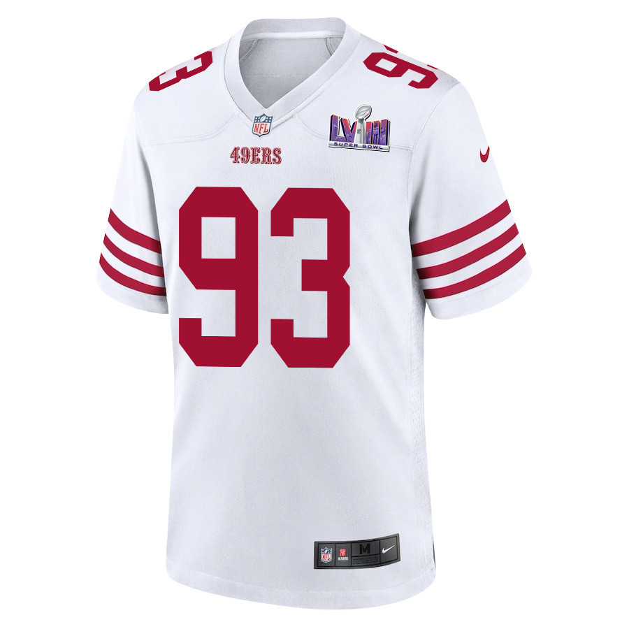 Kalia Davis 93 San Francisco 49ers Super Bowl LVIII Patch Game White NFL Jersey Men's