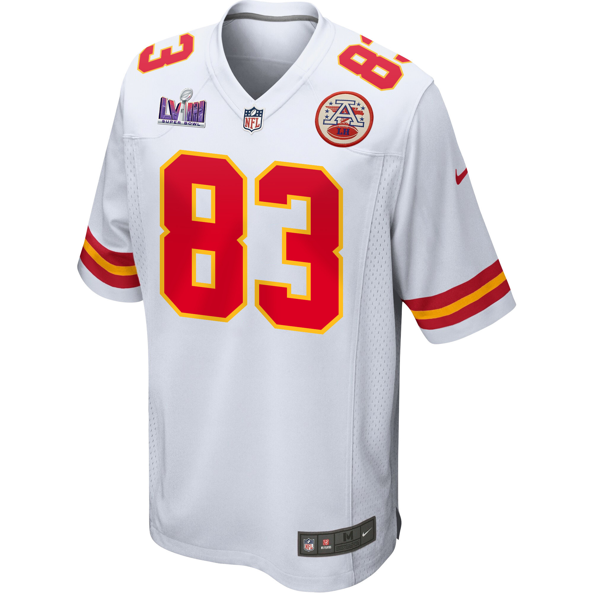 Noah Gray 83 Kansas City Chiefs Super Bowl LVIII Patch Game White NFL Jersey Men's