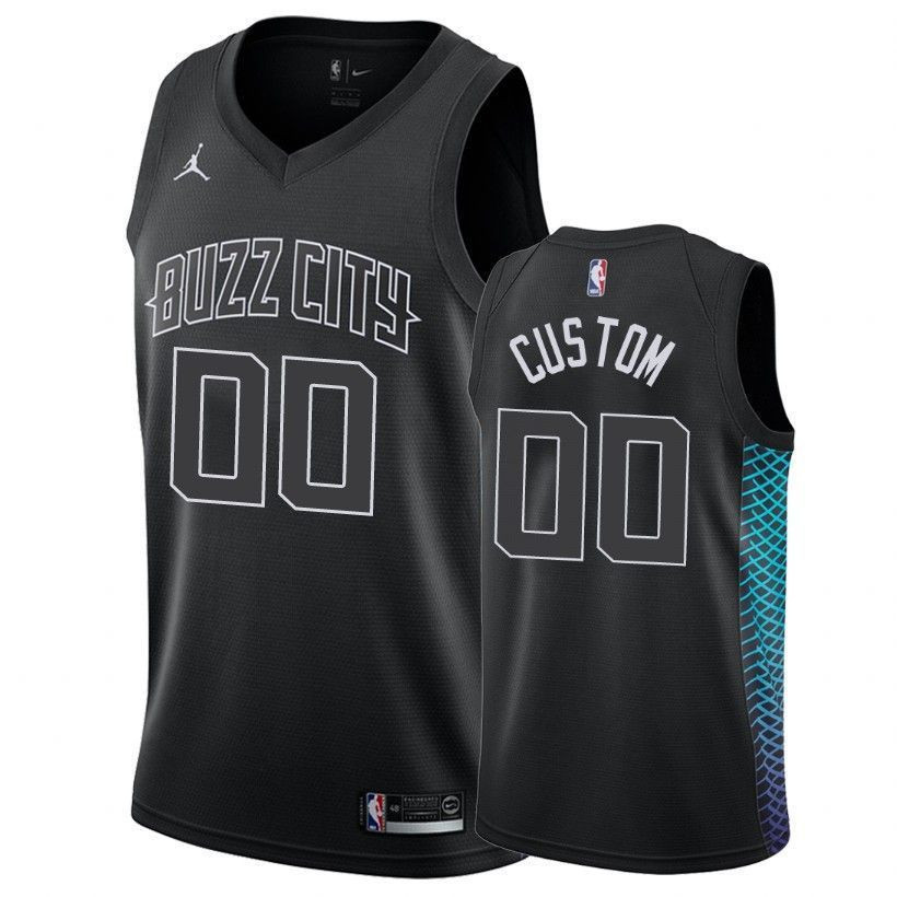 Charlotte Hornets Custom 00 City Black NBA Jersey Men's