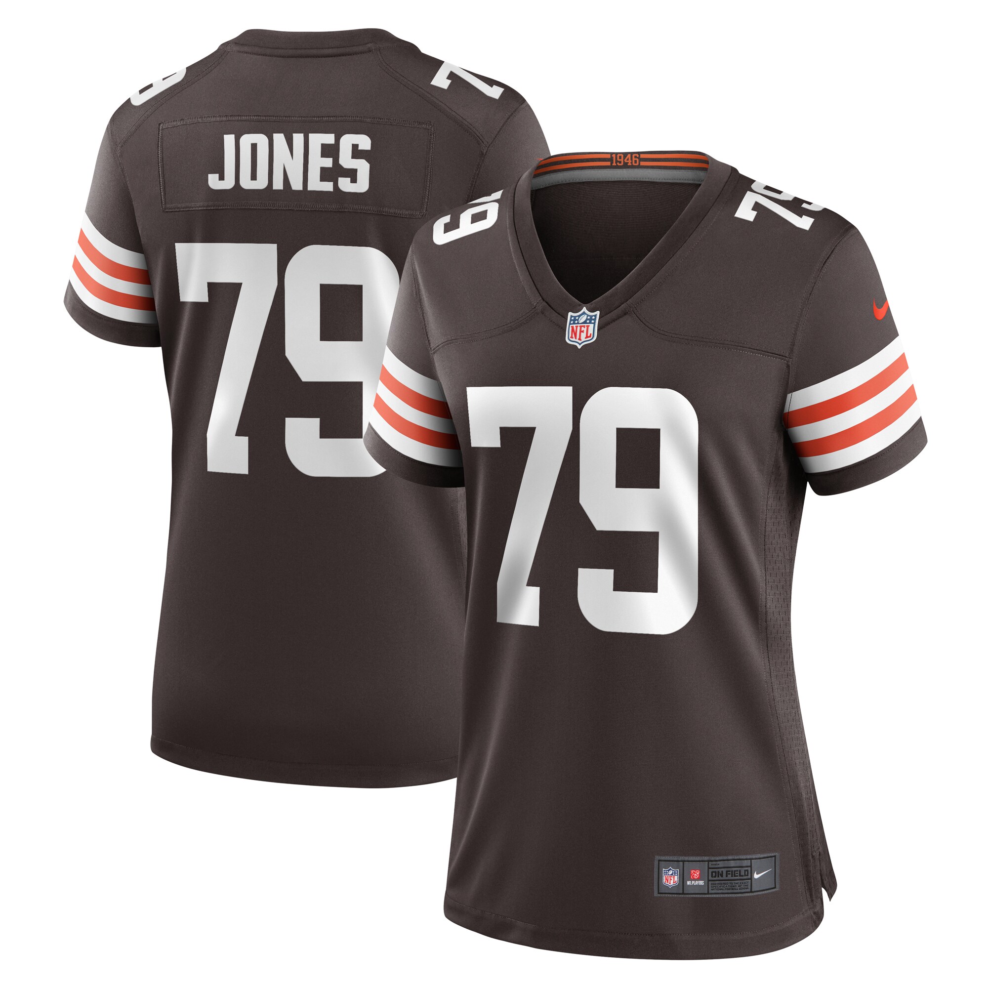 Cleveland Browns Dawand Jones Brown Team Game NFL Jersey Women's