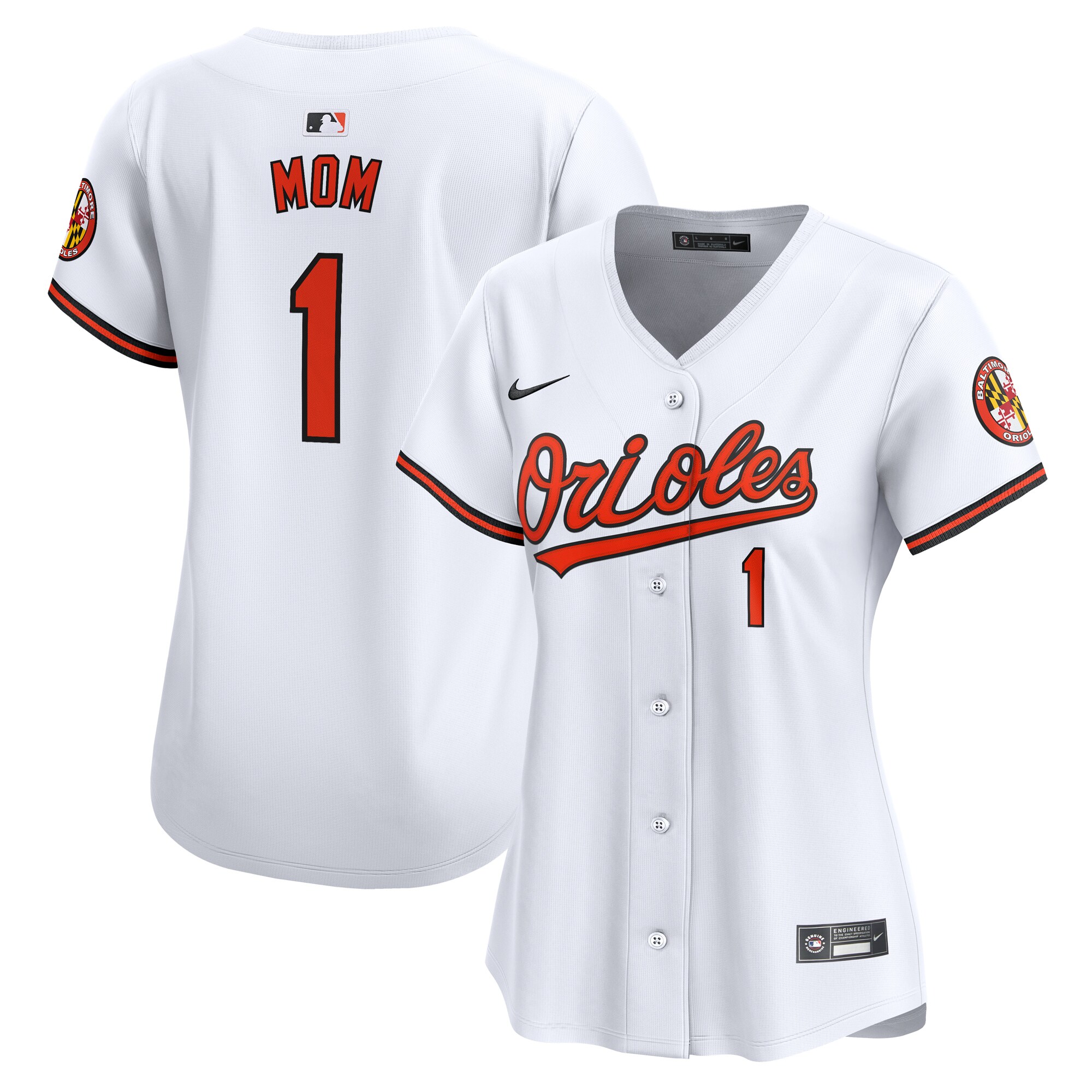 Baltimore Orioles White #1 Mom Home Limited MLB Jersey Women's