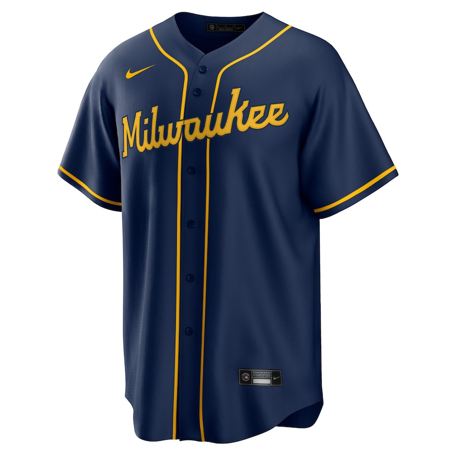 Christian Yelich 22 Milwaukee Brewers Alternate Player Navy MLB Jersey Men's