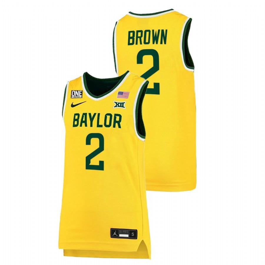 Kendall Brown 2 Gold Baylor Bears 2022 Big 12 College NCAA Jersey Men's
