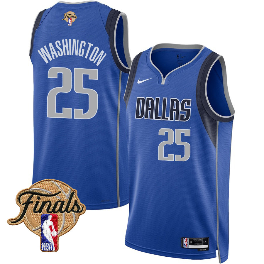 P.J. Washington 25 Dallas Mavericks 2024 FINALS PATCH Swingman Icon Edition Blue NBA Jersey Men's