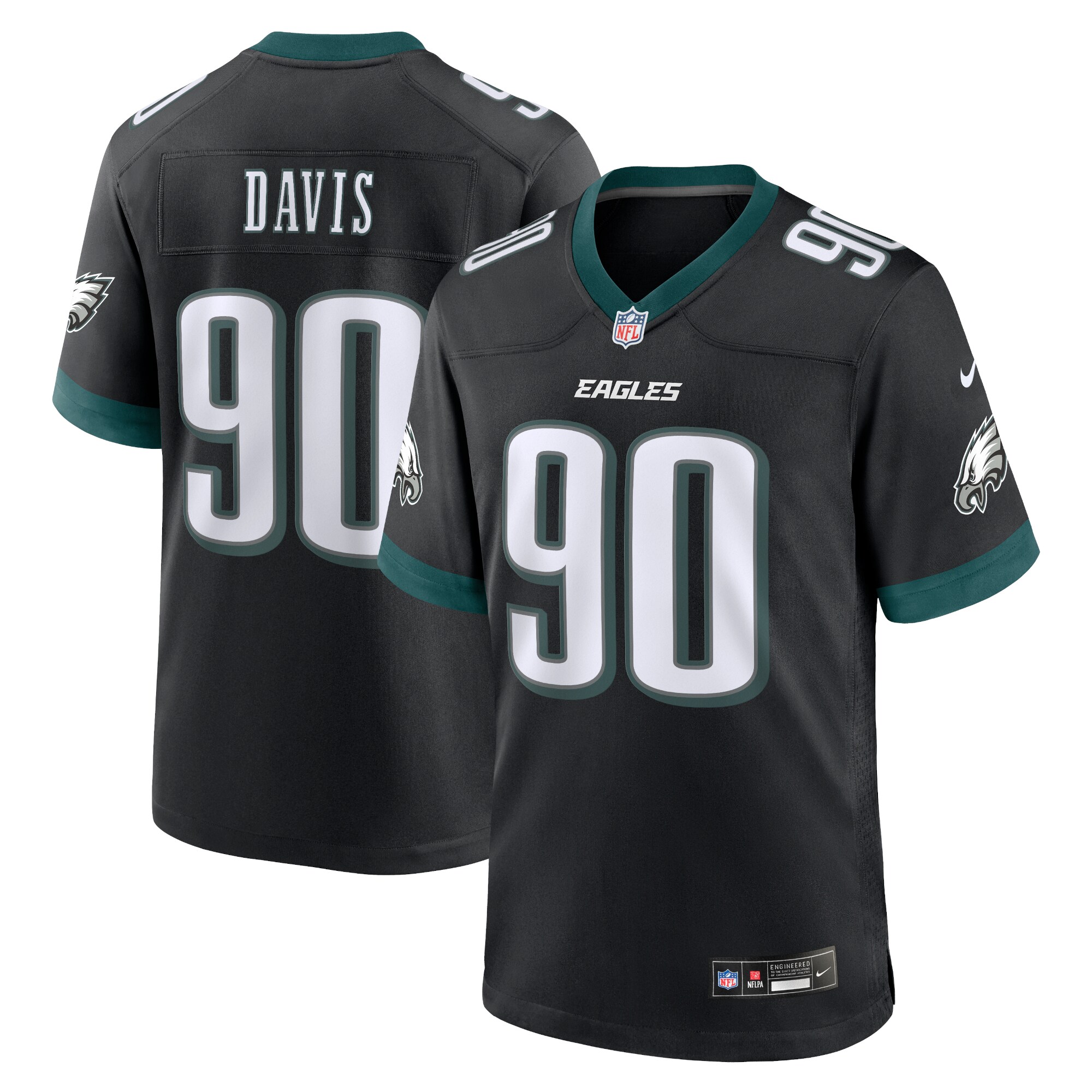 Philadelphia Eagles Davis Black Alternate Game NFL Jersey Men's