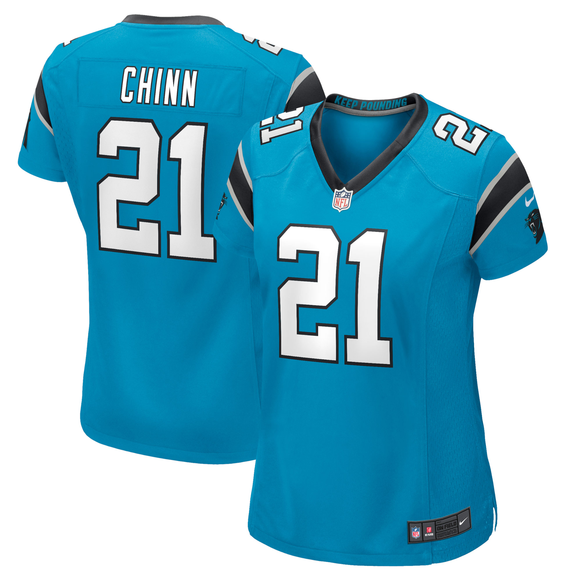 Carolina Panthers Jeremy Chinn Blue Player Game NFL Jersey Women's