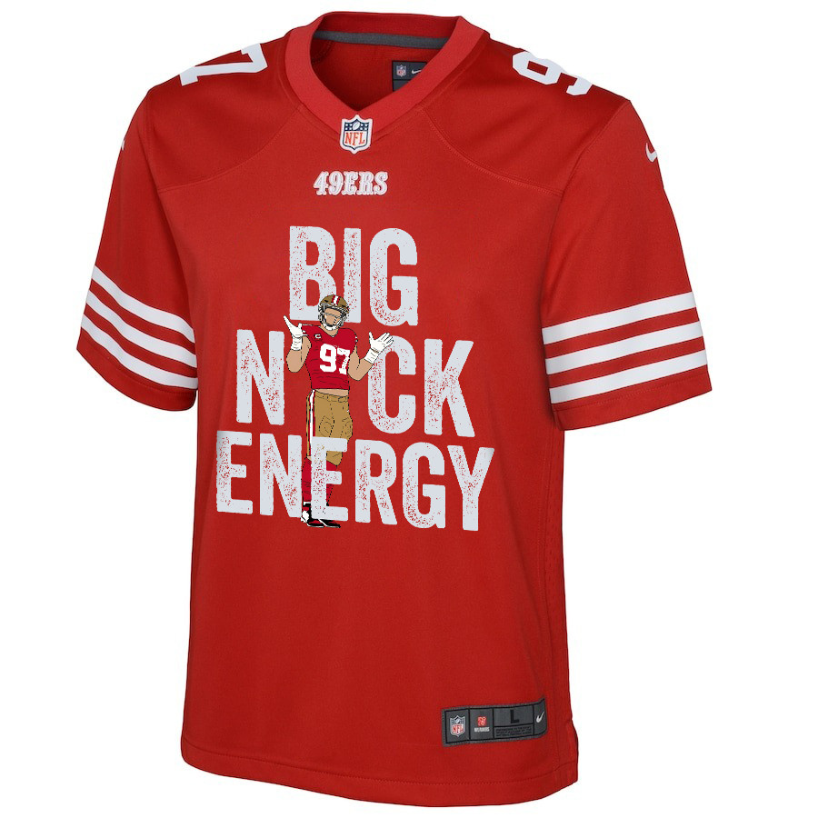 Nick Bosa 97 San Francisco 49ers Big Nick Energy Game Scarlet NFL Jersey Youth