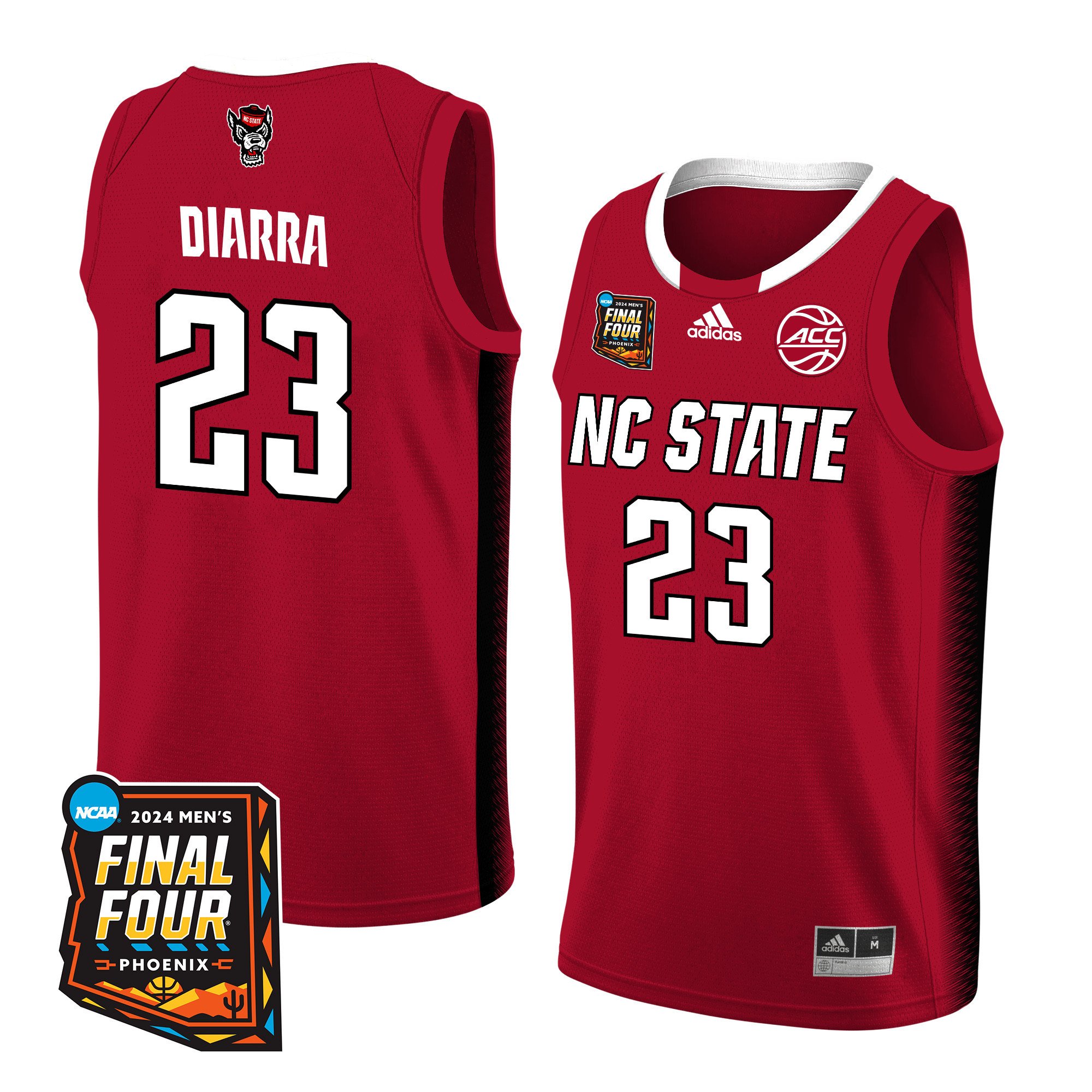 Mohamed Diarra NC State 2024 Final Four Patch Re White NCAA Jersey Men's