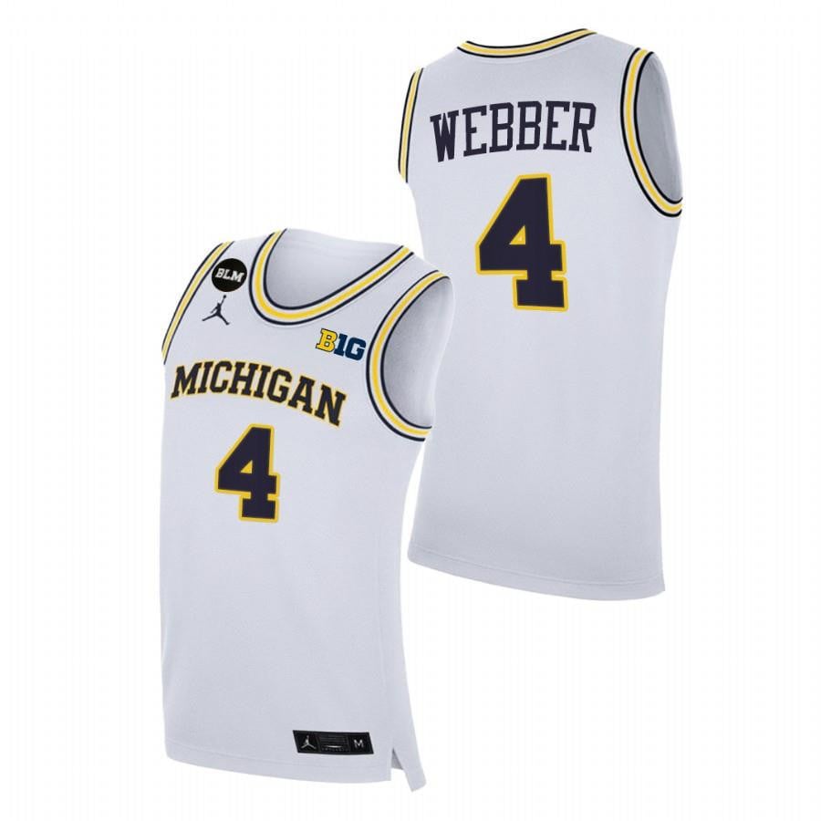 Michigan Wolverines Chris Webber White College BLM NCAA Jersey Men's