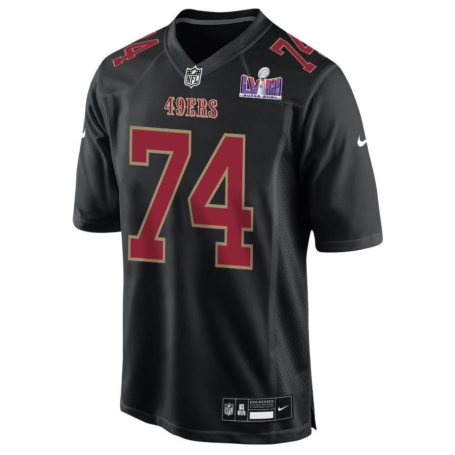 Spencer Burford 74 San Francisco 49ers Super Bowl LVIII Patch Fashion Game Carbon Black NFL Jersey Men's