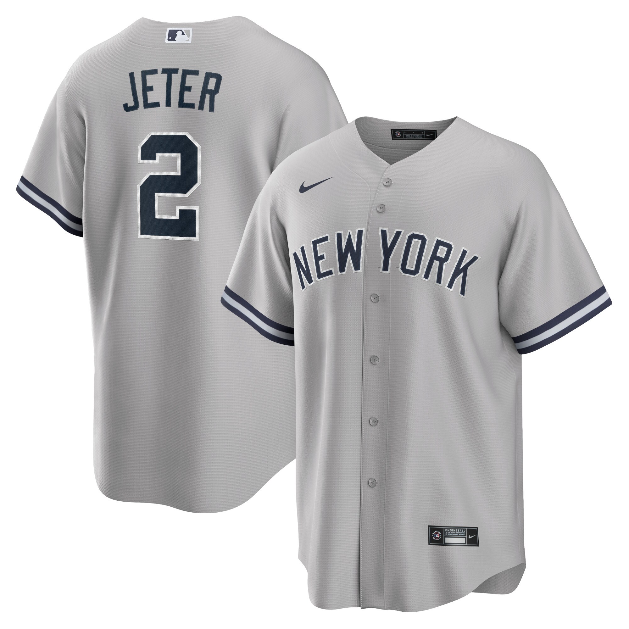 New York Yankees Derek Jeter Gray Big Tall Road Player MLB Jersey Men's