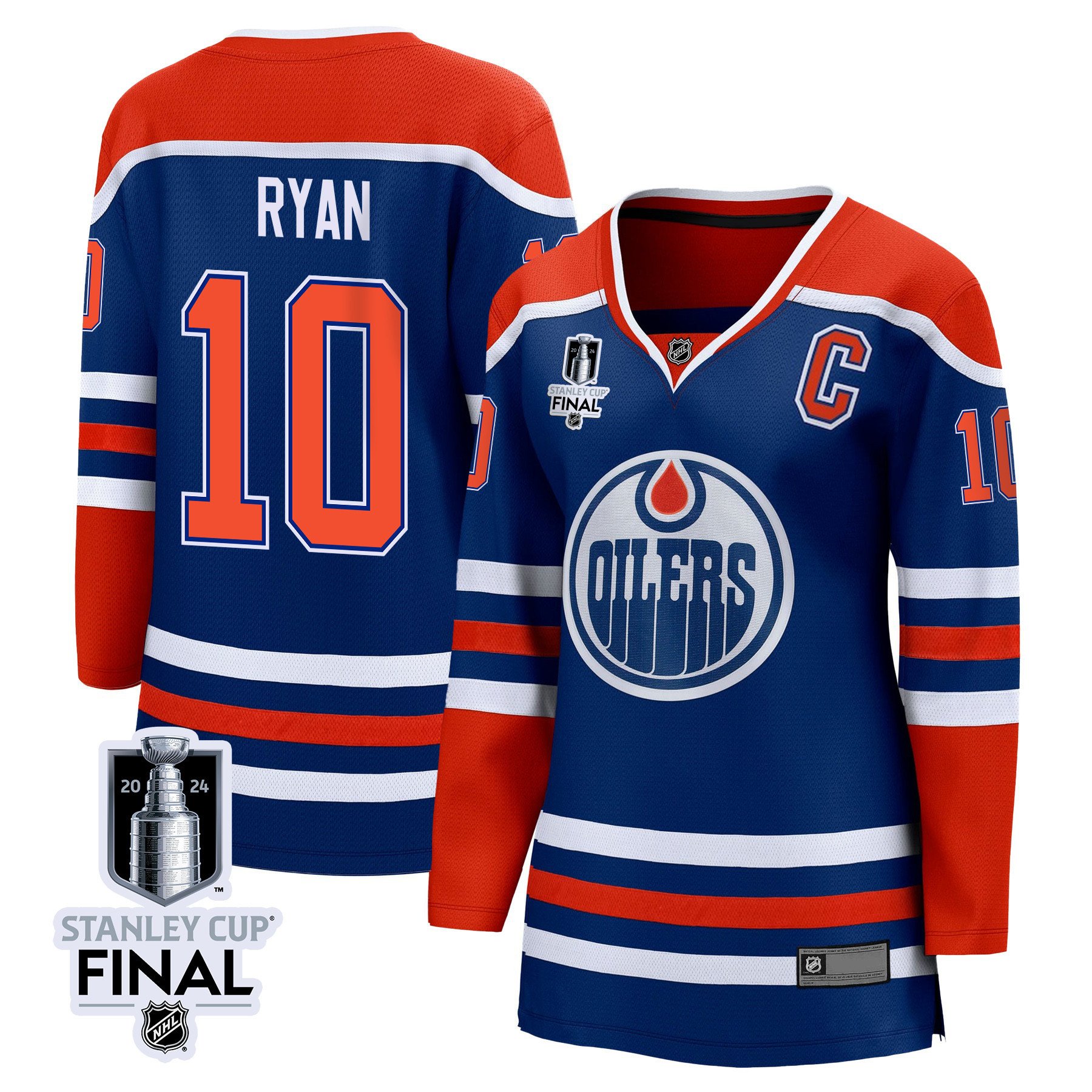 Derek Ryan 10 Edmonton Oilers 2024 STANLEY CUP Final Home Royal NHL Jersey Women's