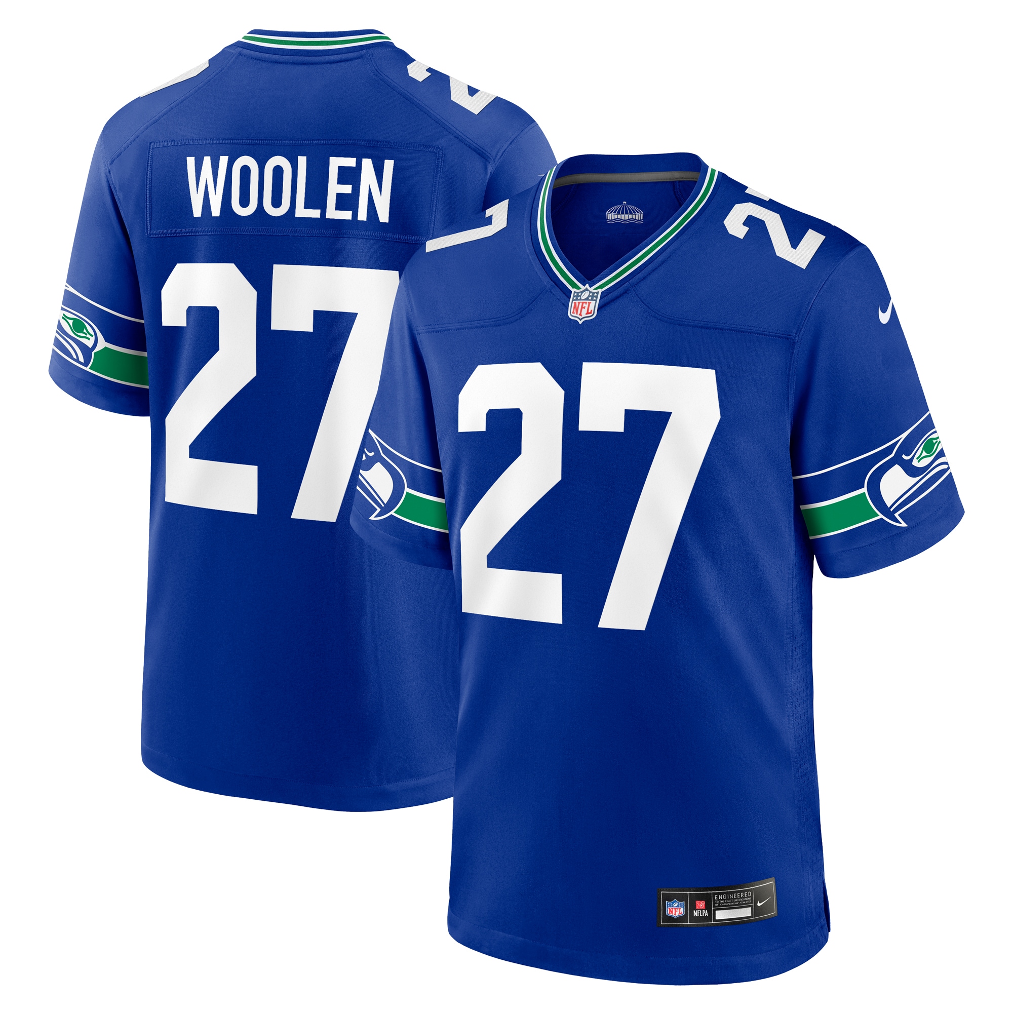 Seattle Seahawks Tariq Woolen Royal Throwback Player Game NFL Jersey Men's