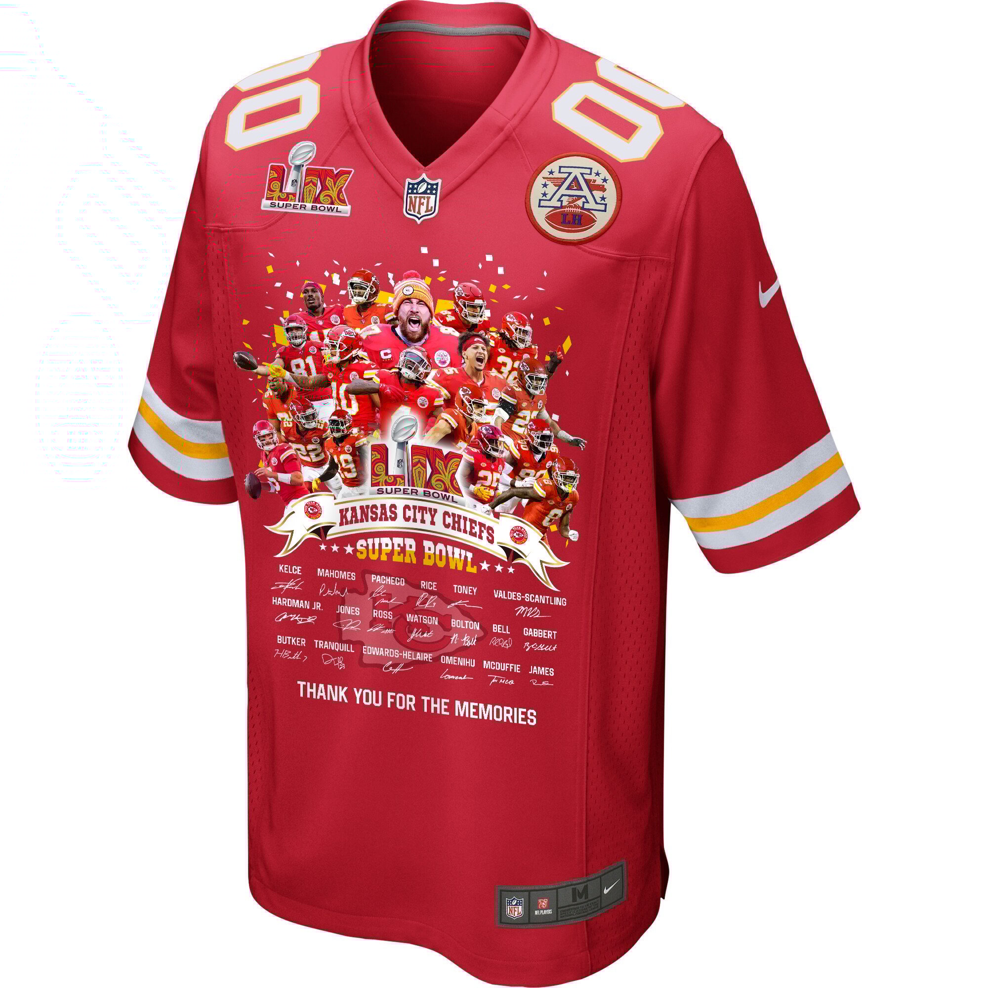 Kansas City Chiefs Super Bowl LIX Thanks For The Memories Game Custom Red NFL Jersey Men's